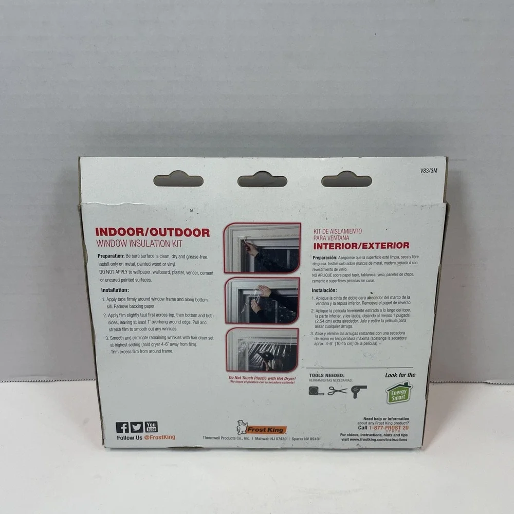 Frost King Window Insulation Kit Unisex 62x126 Clear Premium V83/3M 3 Window Kit